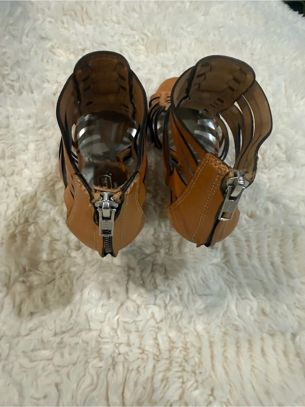 Coach Tan Strappy Cage High Heel Sandals